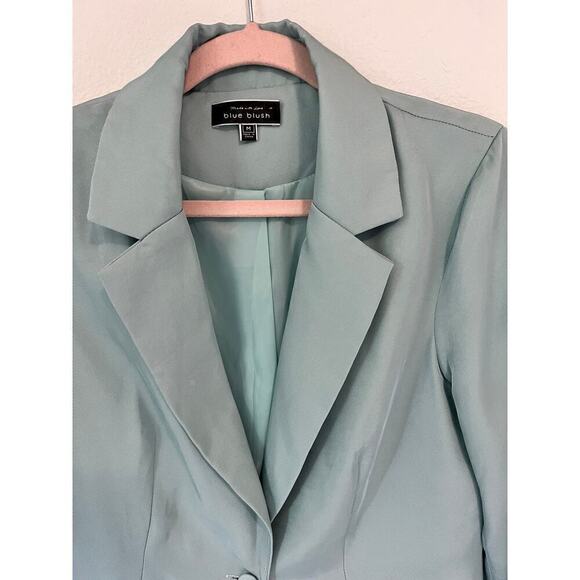 Blue Blush Single Breasted One-Button Lined Blazer Mint Green Womens Size Medium - Picture 4 of 4